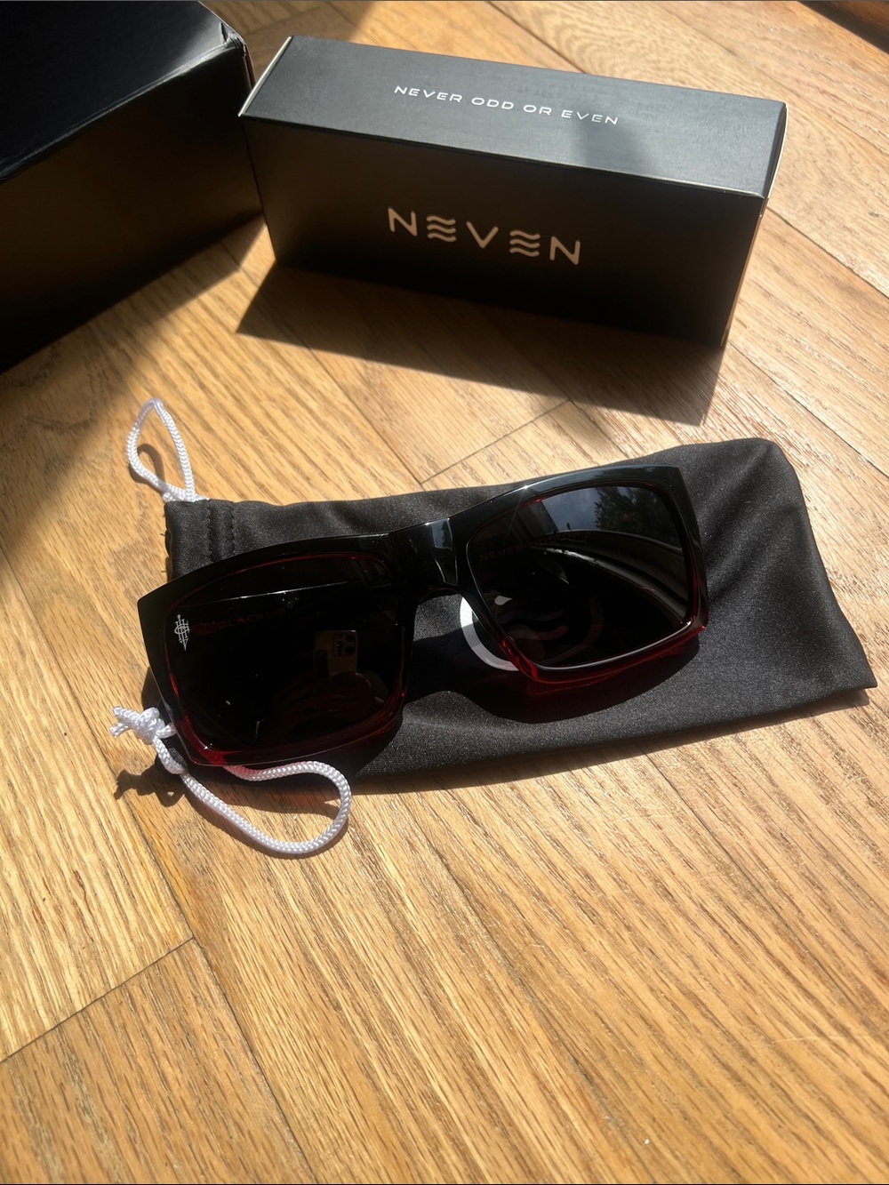 Neven Oversized Square Sunglasses in Black & Deep Red
